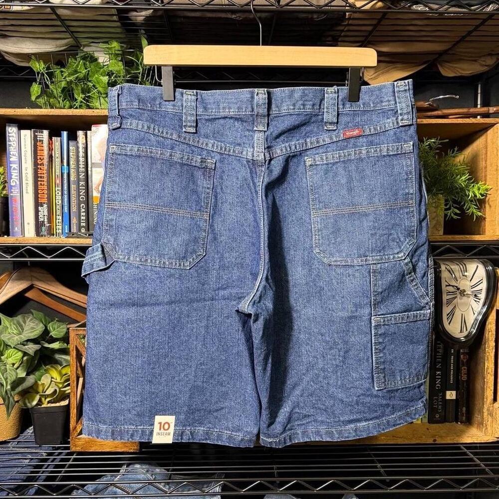 Wrangler New With Tags Carpenter Jean Shorts Blue Denim Baggy Skater Jorts 36"